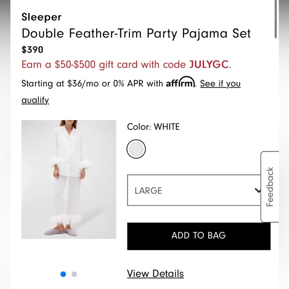 Party Pajama Set with Feathers - Picture 3 of 4